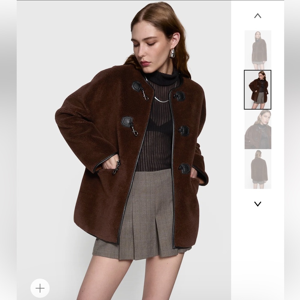 NWT Rebecca Minkoff Brown Shearling Toggle Jacket Size XL - Picture 2 of 11